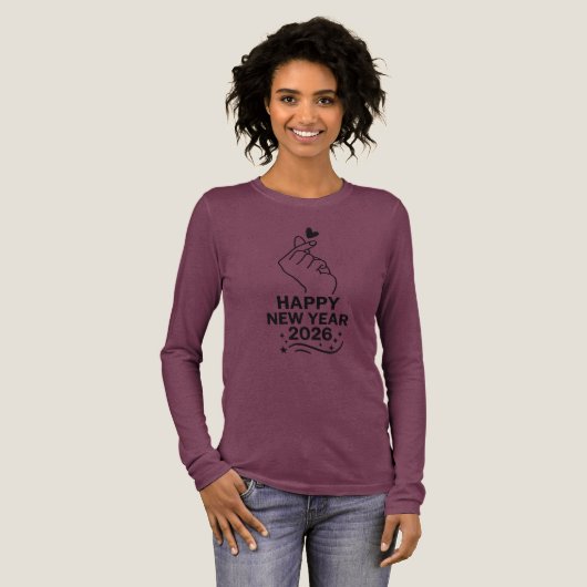 Happy New Year 2026  Hand Heart Long Sleeve Shirt (Voorkant)