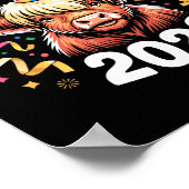 Happy New Year 2026 Highland Cow &amp; Party Hat N Poster (Hoek)