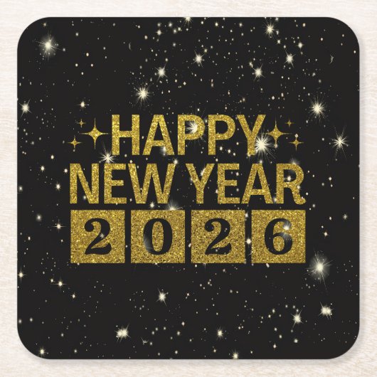Happy New Year 2026 Kartonnen Onderzetters (Voorkant)