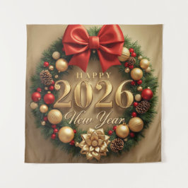 happy new year 2026 luxury wreath party backdrop wandkleed
