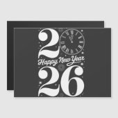 Happy New Year 2026 Midnight Clock Countdown Magnetische Uitnodiging (Voorkant / Achterkant)