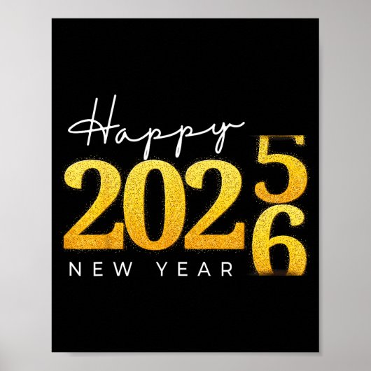 Happy New Year 2026 New Year's Eve Countdown Party Poster (Voorkant)