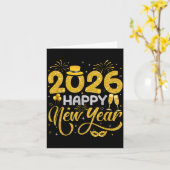 Happy New Year 2026 New Years Eve Party Countdown Kaart (Gele Bloem)