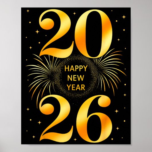 Happy New Year 2026 New Year's Eve Party Countdown Poster (Voorkant)