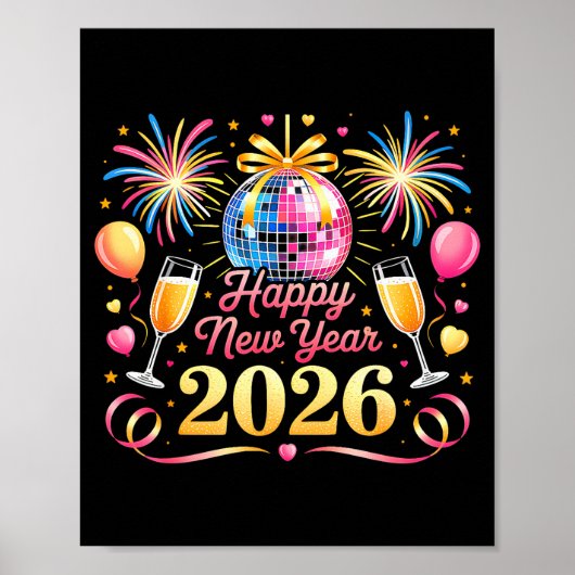 Happy New Year 2026 New Years Eve Party Countdown  Poster (Voorkant)