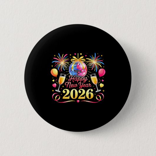 Happy New Year 2026 New Years Eve Party Countdown  Ronde Button 5,7 Cm (Voorkant)