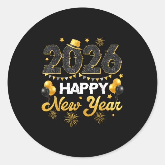 Happy New Year 2026 New Year's Eve Party Countdown Ronde Sticker (Voorkant)