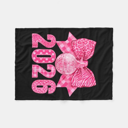 Happy New Year 2026 Nk Bow Patchwork Leopard Zebra Fleece Deken (Voorkant (Horizontaal))
