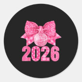 Happy New Year 2026 Nk Bow Patchwork Leopard Zebra Ronde Sticker (Voorkant)