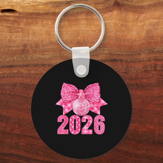Happy New Year 2026 Nk Bow Patchwork Leopard Zebra Sleutelhanger (Voorkant)