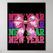 Happy New Year 2026 Nk Coquette Bow Disco Ball Cou Poster (Voorkant)