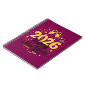 Happy New Year 2026 Notebook | Festive Gold Design Notitieboek (Linkerzijde)
