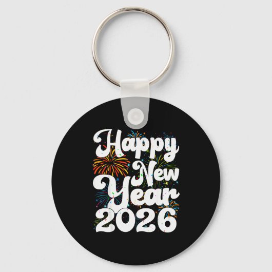 Happy New Year 2026 Nye Fireworks Cool New Years E Sleutelhanger (Voorkant)