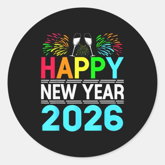 Happy New Year 2026 Nye Party - Funny New Years Ev Ronde Sticker (Voorkant)