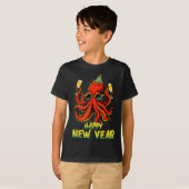 Happy New Year 2026 Octopus Drinking Champagne New T-shirt (Voorkant volledig)