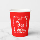 Happy New Year 2026 Papieren Bekers (Achterkant)