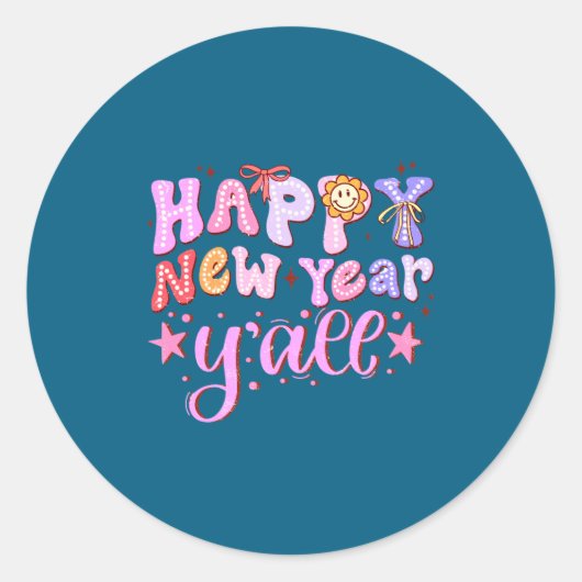 Happy New Year 2026 Party Countdown New Years Y'al Ronde Sticker (Voorkant)
