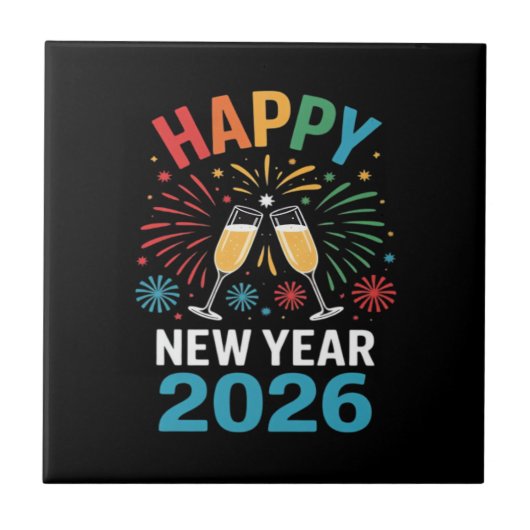 Happy New Year 2026 Party Funny New Years Eve 2026 Tegeltje (Voorkant)