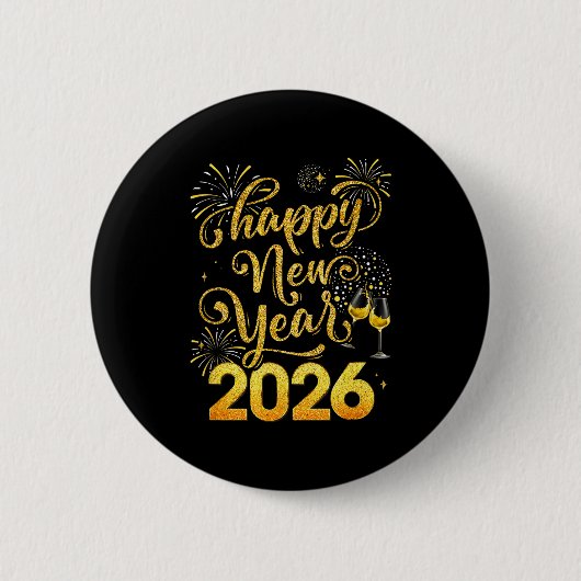 Happy New Year 2026 Party New Years Eve Holiday  Ronde Button 5,7 Cm (Voorkant)