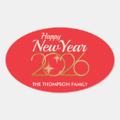 Happy New Year 2026 Personalized Oval Sticker (Voorkant)