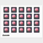 Happy New Year 2026 Pink Lotus Flower Illustration Vierkante Sticker (Vel)