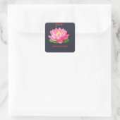 Happy New Year 2026 Pink Lotus Flower Illustration Vierkante Sticker (Tas)