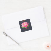 Happy New Year 2026 Pink Lotus Flower Illustration Vierkante Sticker (Envelop)