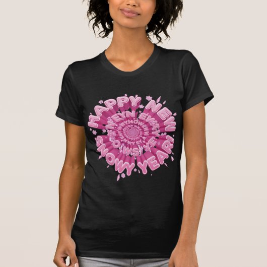 Happy New Year 2026 Pink Snowy Spiral T-Shirt (Voorkant)