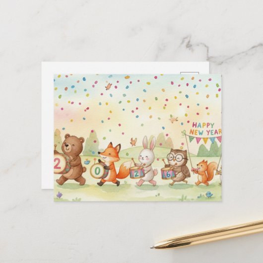 HAPPY NEW YEAR 2026 Postcard Briefkaart (Voorkant / Achterkant in situ)