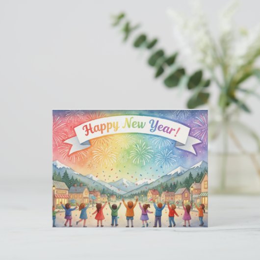 HAPPY NEW YEAR 2026 Postcard Briefkaart (Staand voorkant)