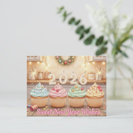 HAPPY NEW YEAR 2026 Postcard Briefkaart (Staand voorkant)