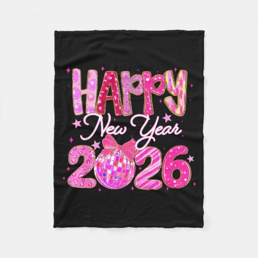 Happy New Year 2026 Preppy New Years Nk Coquette B Fleece Deken (Voorkant)