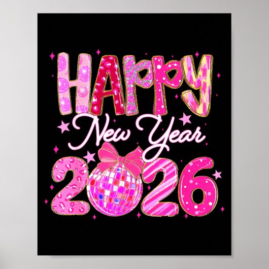 Happy New Year 2026 Preppy New Years Nk Coquette B Poster (Voorkant)