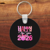 Happy New Year 2026 Preppy New Years Nk Coquette B Sleutelhanger (Voorkant)