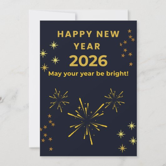 Happy New Year 2026 Printable Greeting Card | Mini Bedankkaart (Voorkant)