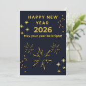 Happy New Year 2026 Printable Greeting Card | Mini Bedankkaart (Staand voorkant)