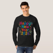 Happy New Year 2026 — Rainbow Confetti Celebration T-shirt (Voorkant volledig)