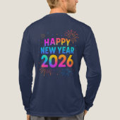 Happy New Year 2026 — Rainbow Neon Fireworks Tri-Blend Shirt (Achterkant volledig)