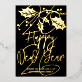 Happy New Year 2026, red ribbon Folie Feestdagenkaart (Voorkant)