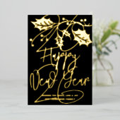 Happy New Year 2026, red ribbon Folie Feestdagenkaart (Staand Voorkant)