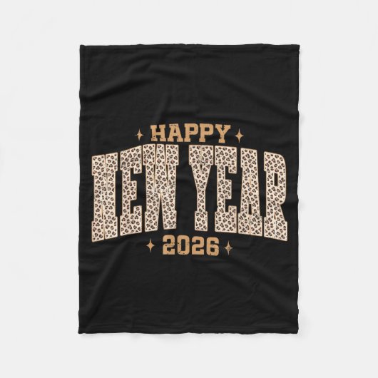 Happy New Year 2026 Retro Leopard New Years Eve Pa Fleece Deken (Voorkant)