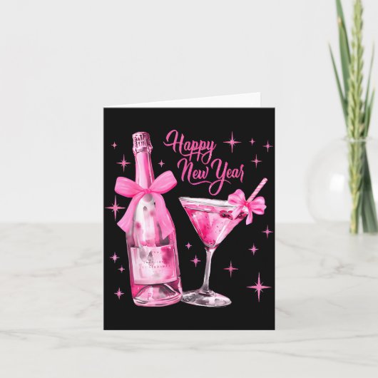 Happy New Year 2026 Retro Nk Bow Whisky New Year's Kaart (Voorkant)