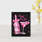 Happy New Year 2026 Retro Nk Bow Whisky New Year's Kaart (Gele Bloem)