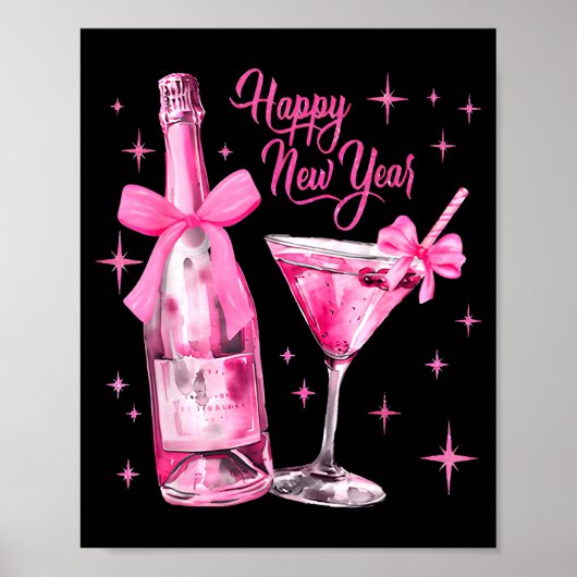 Happy New Year 2026 Retro Nk Bow Whisky New Year's Poster (Voorkant)