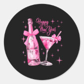 Happy New Year 2026 Retro Nk Bow Whisky New Year's Ronde Sticker (Voorkant)