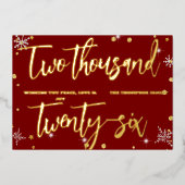 Happy New Year 2026 Retro Red Ribbon Folie Feestdagenkaart (Voorkant)