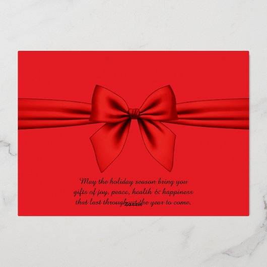 Happy New Year 2026 Retro Red Ribbon Folie Feestdagenkaart (Achterkant)