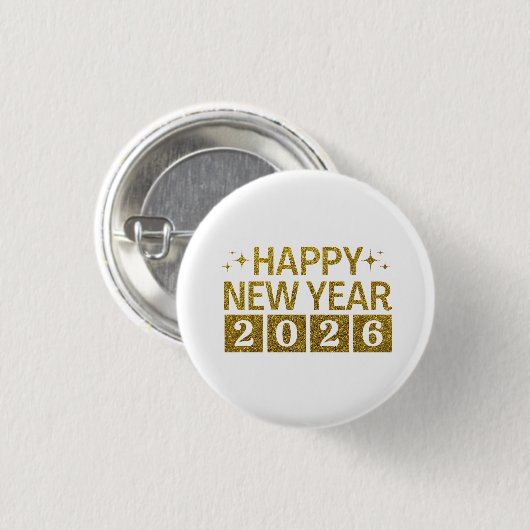 Happy New Year 2026 Ronde Button 3,2 Cm (Voorkant /achterkant)