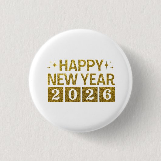 Happy New Year 2026 Ronde Button 3,2 Cm (Voorkant)
