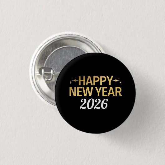 Happy New Year 2026 Ronde Button 3,2 Cm (Voorkant /achterkant)